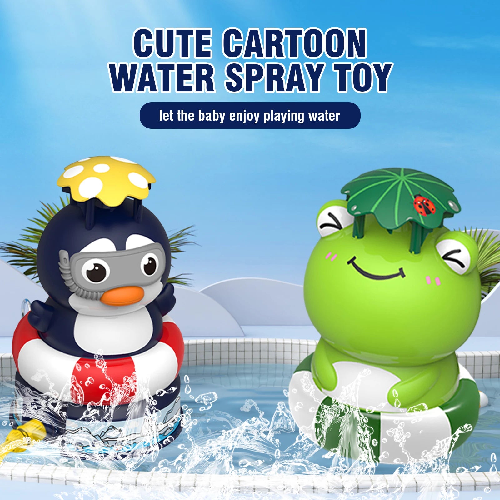 outdoor Water Toy Baby Bath Toys Cartoon Frog Dinosaur Sprinkler Rotating Spray Garden Yard  Fun Games Toys for Kids boys girls
