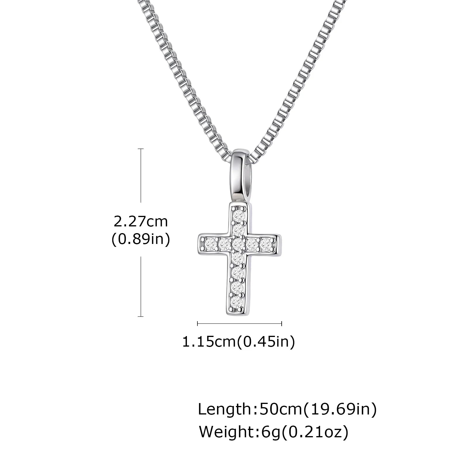 Punk Small Cross Necklace for Men Boys,Hip Hop Pendant Necklace with 50cm Stainless Steel Square Box Chain Gifts