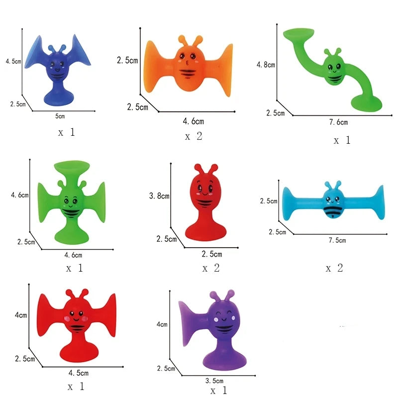 Baby Sucker Bath Toys for Kids Boys Girls Animal Shaped Suction Toys Parent-Child Interactive Game Window Travel Building Blocks