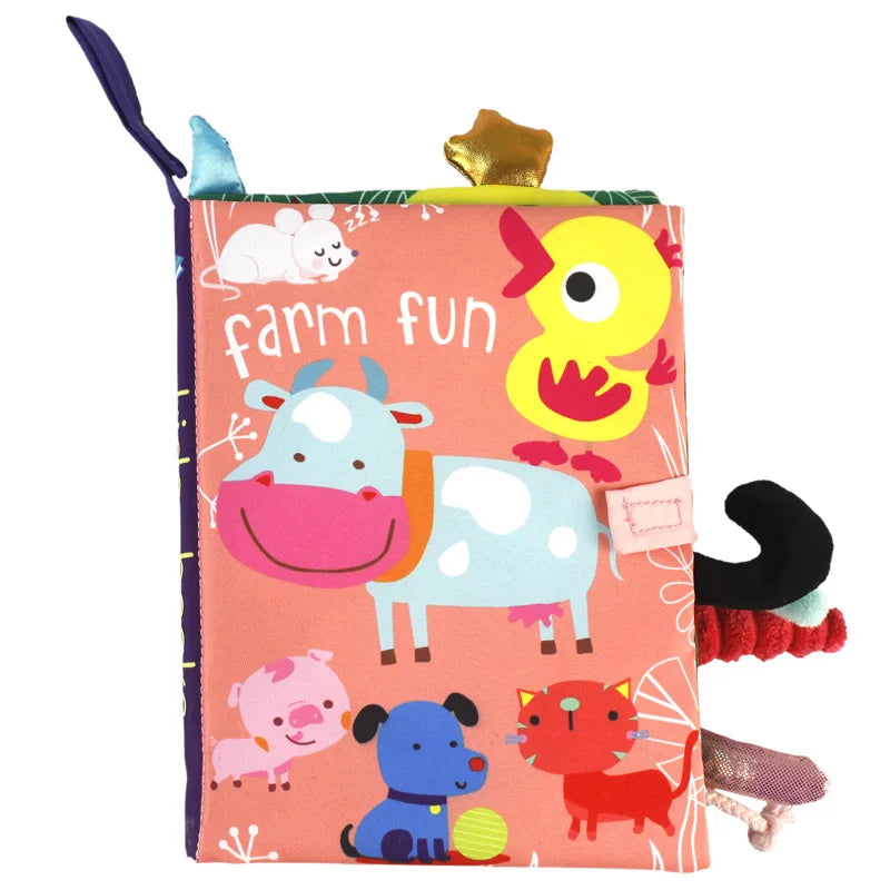 Quiet Book for Toddler Animal Cognitive Fabric Activity Busy Book Montessori Baby Book Toys Cloth Crinkle Books for Babies 6 12M