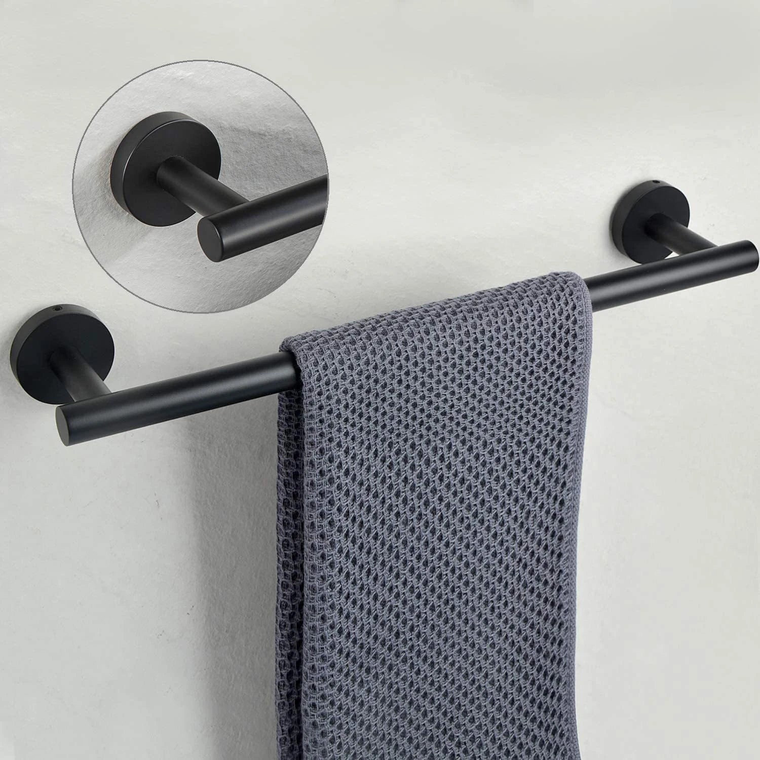Black Bathroom Hardware Set Accessories Wall Mounted Stainless Steel Towel Bar Towel Ring Toilet Paper Holder Hook Bathroom Kit