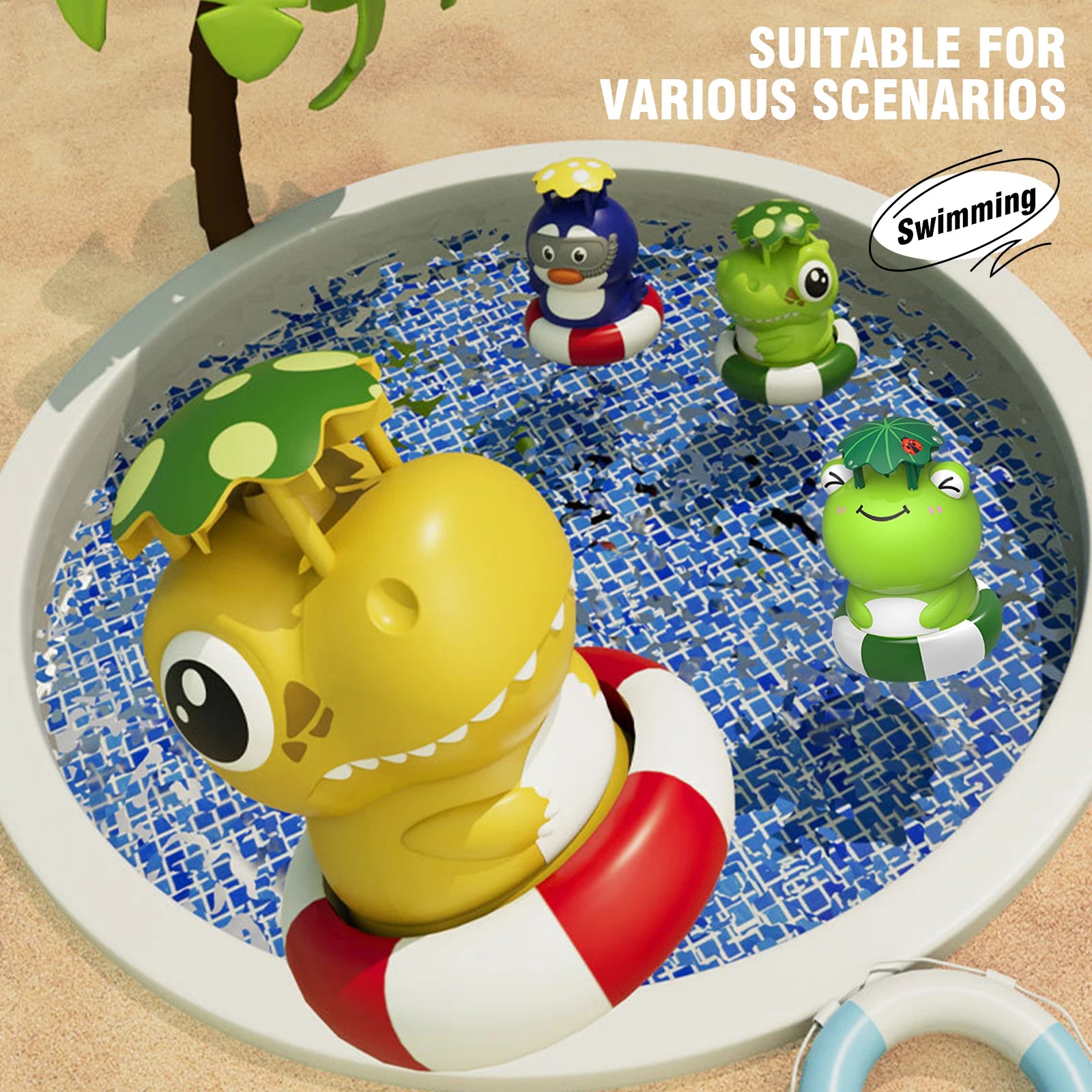 outdoor Water Toy Baby Bath Toys Cartoon Frog Dinosaur Sprinkler Rotating Spray Garden Yard  Fun Games Toys for Kids boys girls