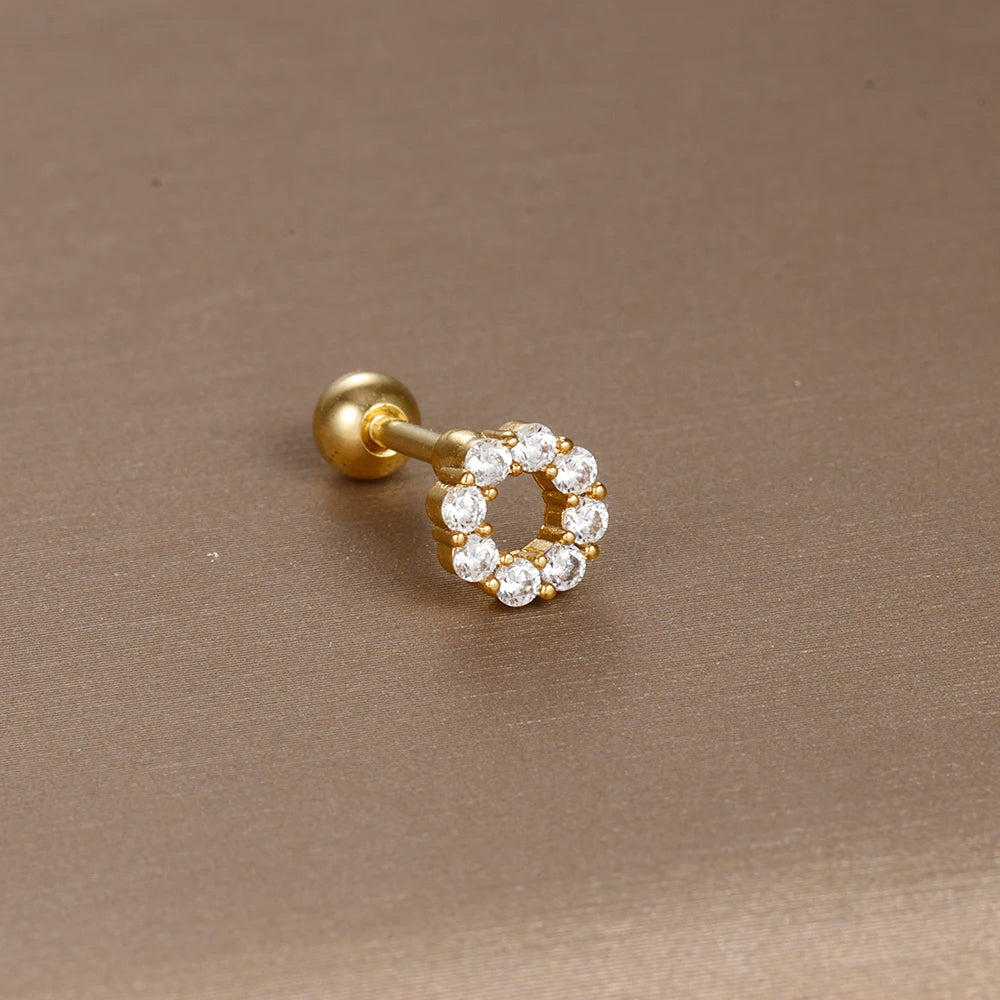 1PC 316L Stainless Steel Mini Zircon Cartilage Piercing Stud Earring For Women Girl Helix Tragus Body Jewelry Statement