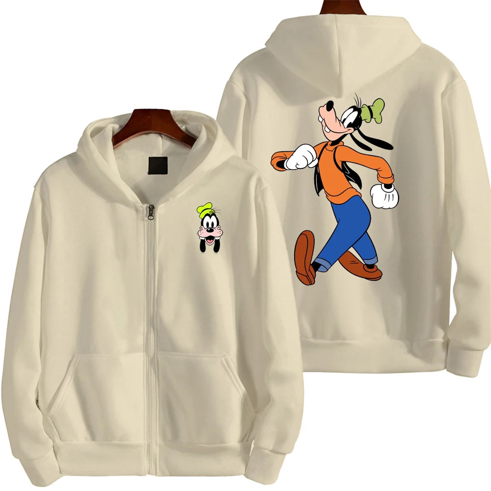 Goofy Men Cartoon printing Hoodie Spring Autumn Women Oversized Sweatshirt With Zipper New Couple street fashion Coat