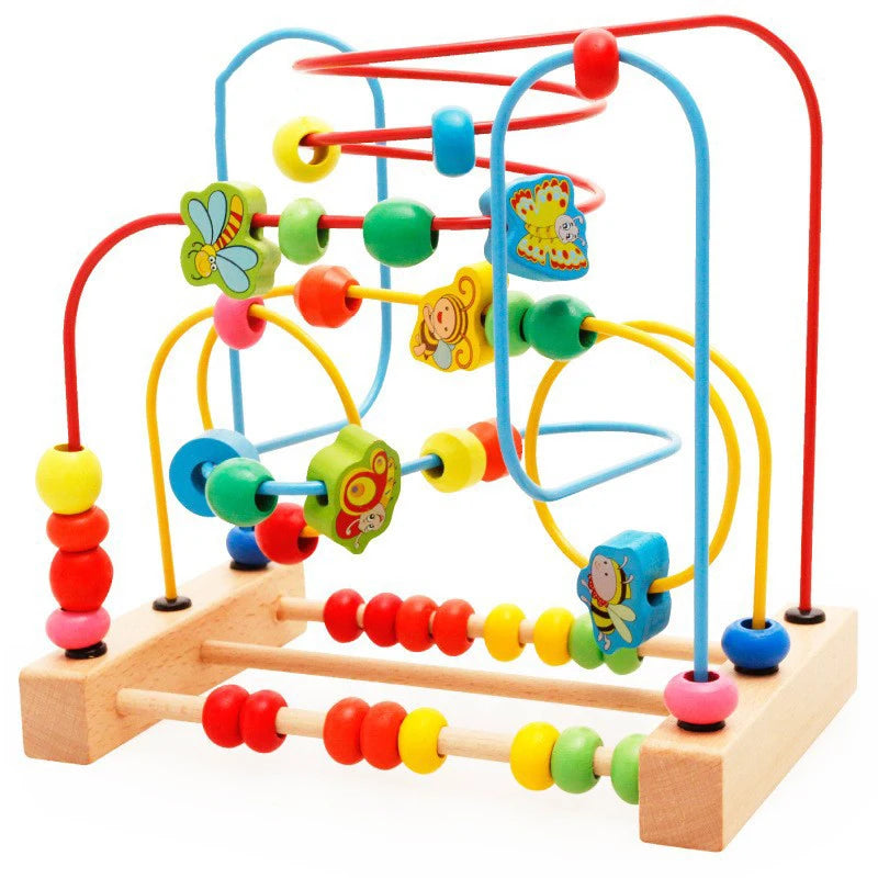 Montessori Baby Toys Wooden Roller Coaster Bead Maze Abacus Math Toys Toddler Early Educational Toys for Kids Children 1-3 Years