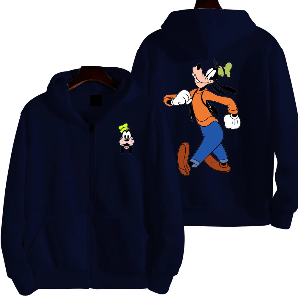 Goofy Men Cartoon printing Hoodie Spring Autumn Women Oversized Sweatshirt With Zipper New Couple street fashion Coat