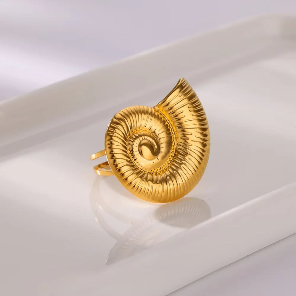 Elegant Stainless Steel Big Bloom Flower Rings For Women Gold Color Sun Starfish Open Ring Finger Jewelry Wedding Her Gift Punk