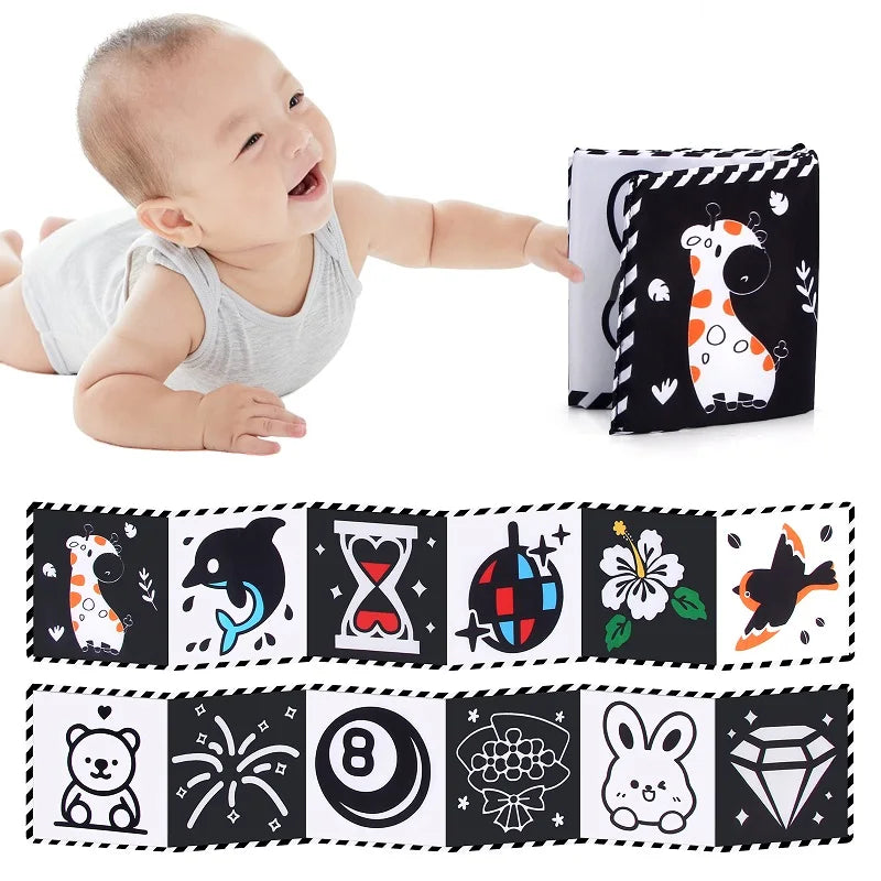 Quiet Book for Toddler Animal Cognitive Fabric Activity Busy Book Montessori Baby Book Toys Cloth Crinkle Books for Babies 6 12M