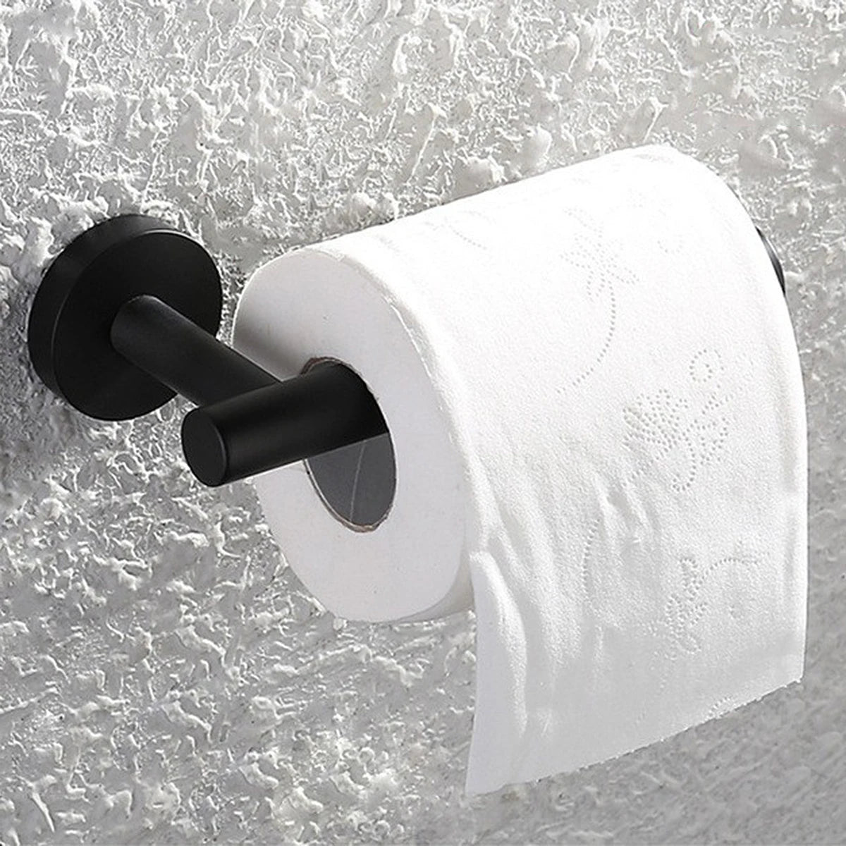 Black Bathroom Hardware Set Accessories Wall Mounted Stainless Steel Towel Bar Towel Ring Toilet Paper Holder Hook Bathroom Kit