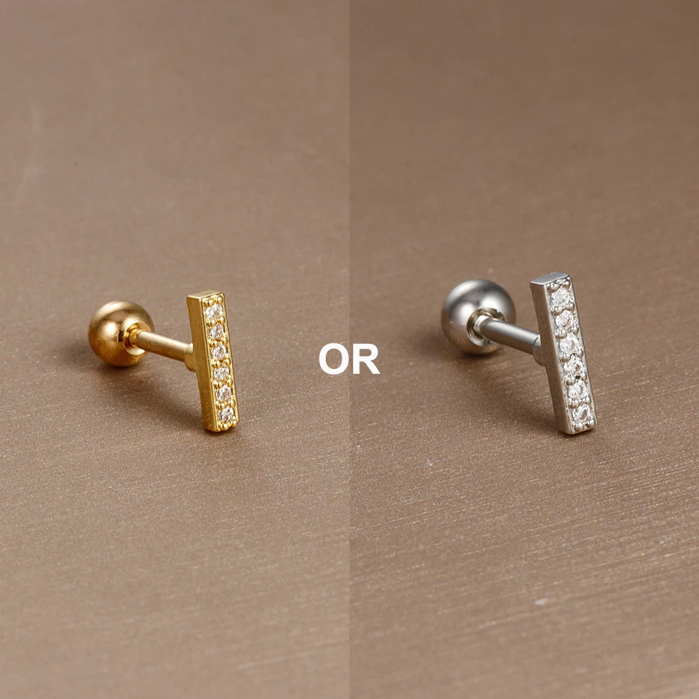 1PC 316L Stainless Steel Mini Zircon Cartilage Piercing Stud Earring For Women Girl Helix Tragus Body Jewelry Statement