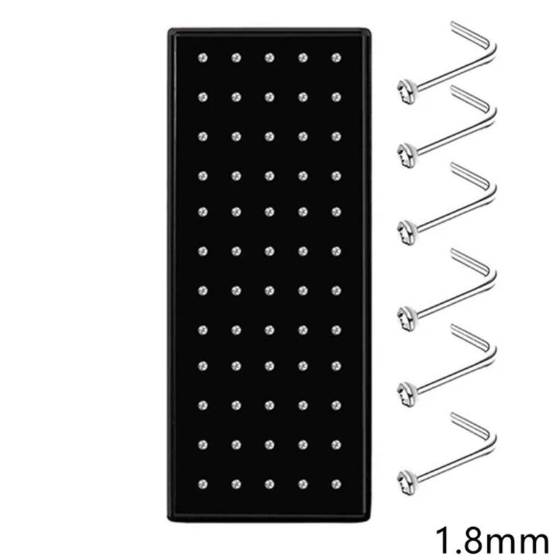 Fashion L Shape Rhinestone Crystal Stainless Steel Nose Piercing Ear Bone Women Hypoallergenic Body Jewelry Piercing