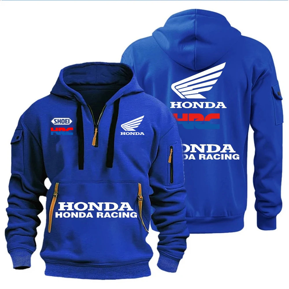Honda Racing's Autumn And Winter Men's Clothing Features Multi-Zipper Design Hoodies, Casual Sportswear And Loose Hooded