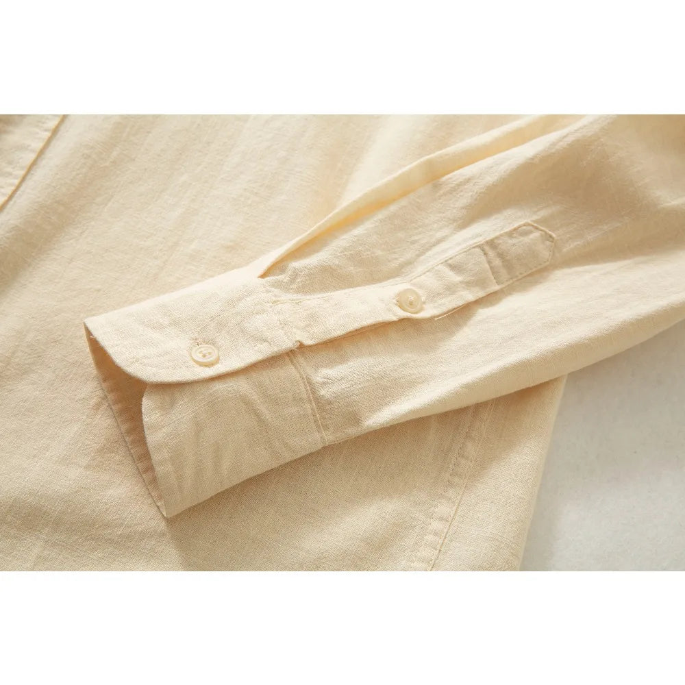 TRAFZR Shirts for Man Cotton 100℅  Autumn Long Sleeve Elegant Old Money Social White Japanese Style Streetwear Fashion blouse