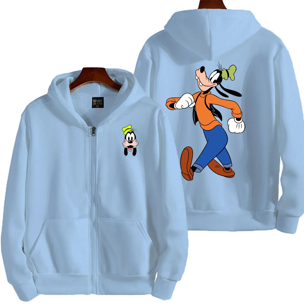 Goofy Men Cartoon printing Hoodie Spring Autumn Women Oversized Sweatshirt With Zipper New Couple street fashion Coat