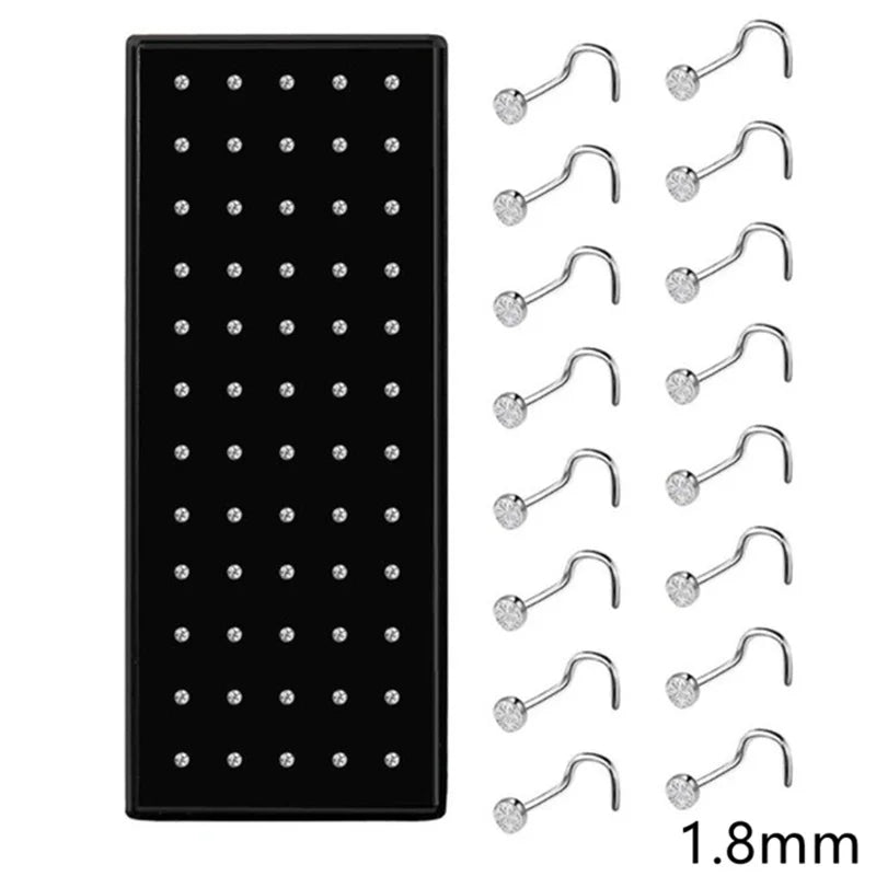 Fashion L Shape Rhinestone Crystal Stainless Steel Nose Piercing Ear Bone Women Hypoallergenic Body Jewelry Piercing